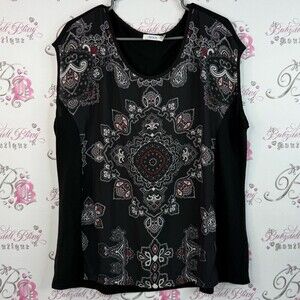 Ricki's tank top paisley floral lightweight flowy Black and White Paisley Blouse